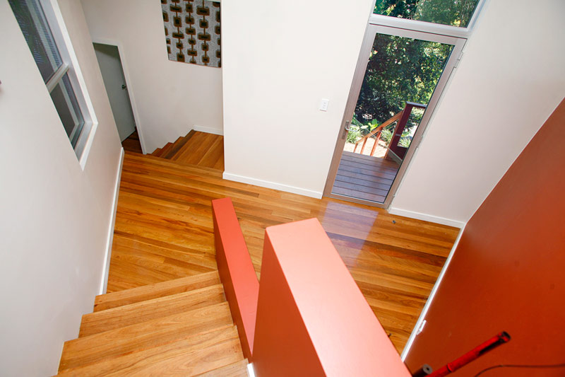 Kyogle steel house - entry and stair