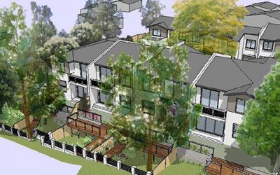 Overland watercourse is transformed into a leafy water feature for luxury Gymea townhouses