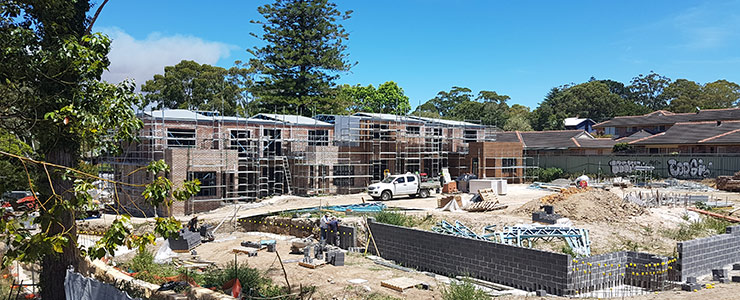 Gymea luxury townhouses under construction