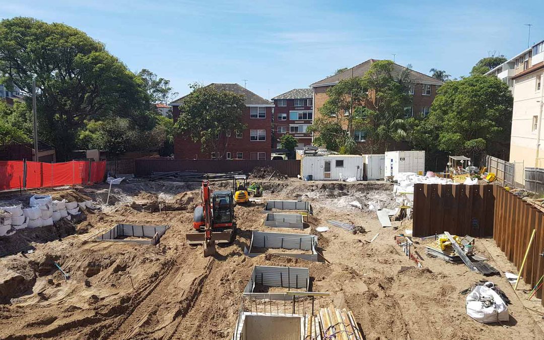 Construction starts for Coogee corner apartments - hole in ground